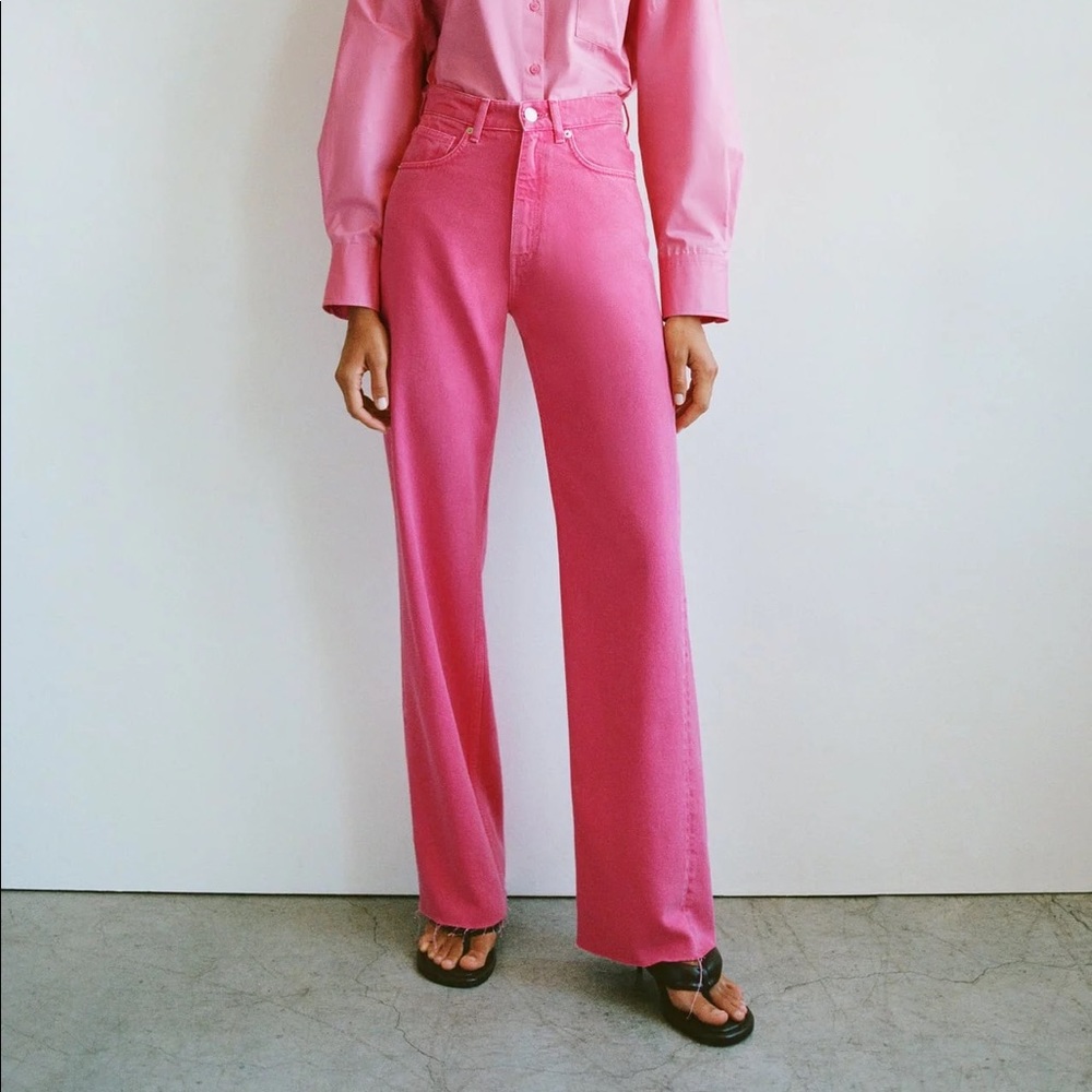 Zara Wide Leg Pink Pants